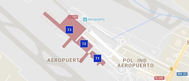 Översiktskarta Malaga Flygplats